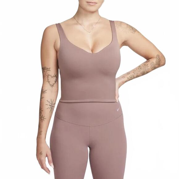 Nike Other - Nike Alate Training Tank Seamless Padded Sports Bra Smokey Mauve/White NWT XS